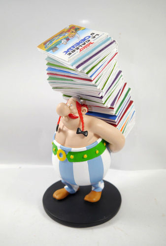 ASTERIX - Obelix mit Bücherstapel Kunstharz Figur Plastoy ca.24cm - mit OVP (L)